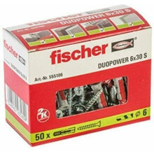 (6x30 Box Of 50 - 555106) FISCHER DUOPOWER S Wall Plugs + Screws