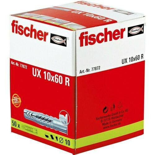 (UX R 10X60 Box Of 50 - 77872) Fischer UX R Truly Universal Wall Plug With Rim
