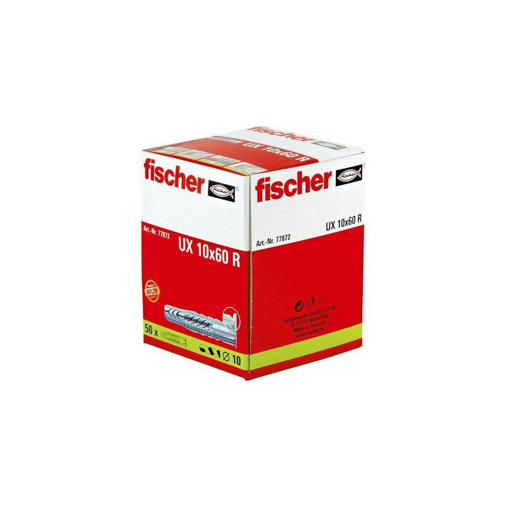 Fischer (Ux R 10X60 Box Of 50 - 77872) Ux R Truly Universal Wall Plug With Rim