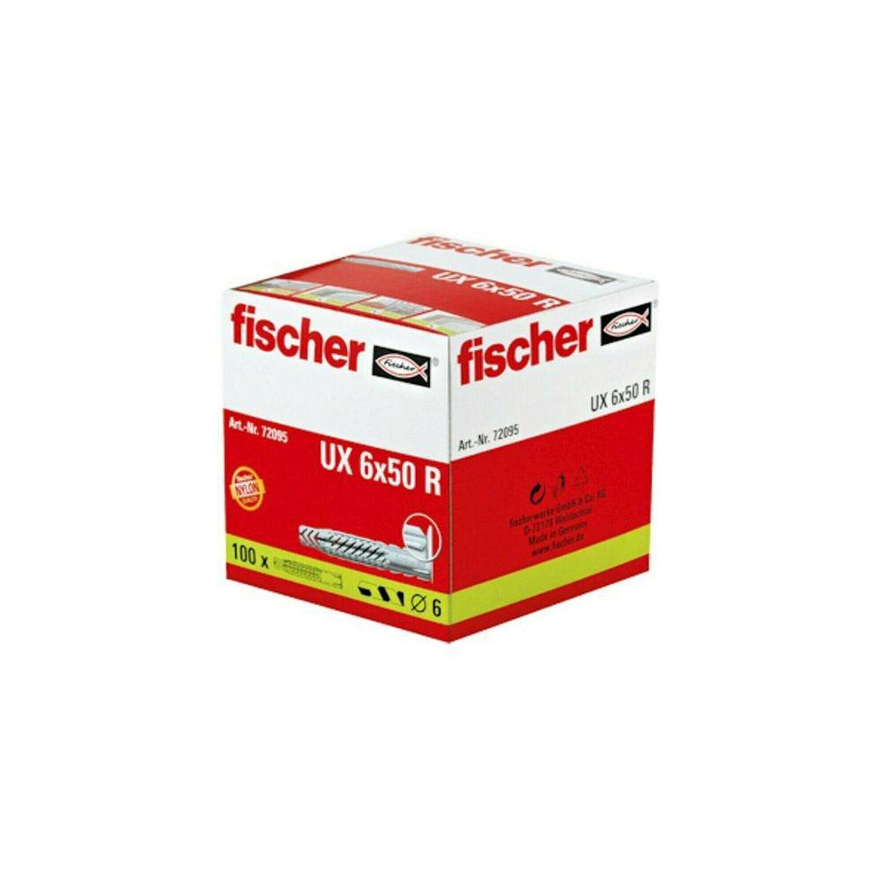 (Ux R 6X50 Box Of 100 - 72095) Fischer Ux R Truly Universal Wall Plug With Rim 4006209720950