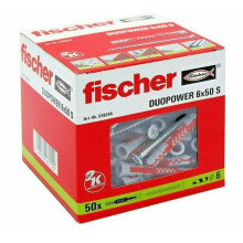 (6x50 Box Of 50 - 538245) FISCHER DUOPOWER S Wall Plugs + Screws