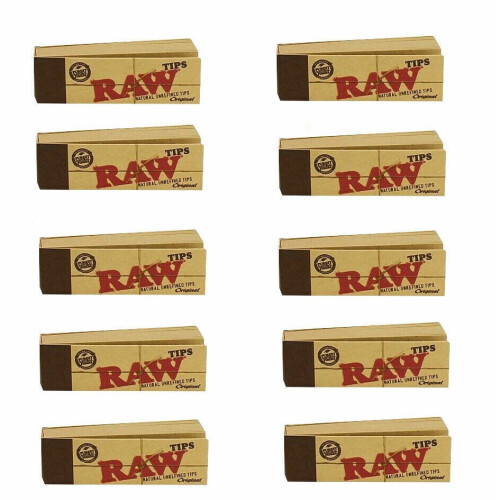(10 x Roach Tips Only) RAW CLASSIC KING SIZE SLIM 110MM ROLLING PAPER with RAW ROACH FILTER TIPS