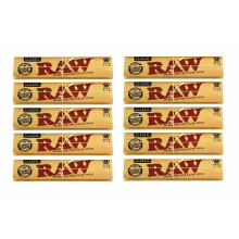 (10 x King Size Slim Only) RAW CLASSIC KING SIZE SLIM 110MM ROLLING PAPER with RAW ROACH FILTER TIPS
