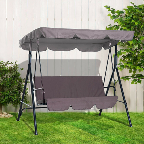 3 SEATER GARDEN SWING CHAIR SEAT HAMMOCK SWINGING METAL CANOPY BENCH
