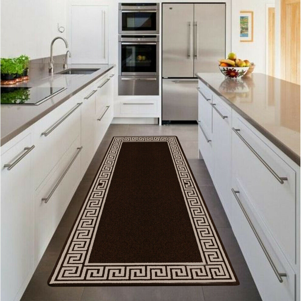 (BROWN-BEIGE, 80 x 150) Non Slip Long Hall Runner Rugs Bedroom Carpet Mat