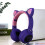 (Purple) Cat Ear Bluetooth Headphones LED Lights Earphone 1