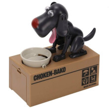 (Black) Puppy Bank Coin Money Saving Box Cash Storage Fund