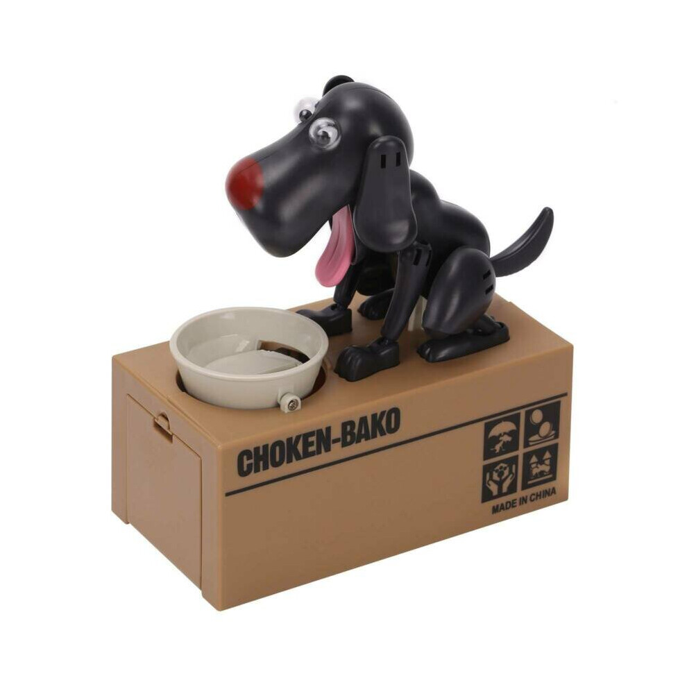 (Black) Puppy Bank Coin Money Saving Box Cash Storage Fund Black