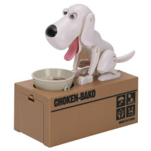 (White) Puppy Bank Coin Money Saving Box Cash Storage Fund