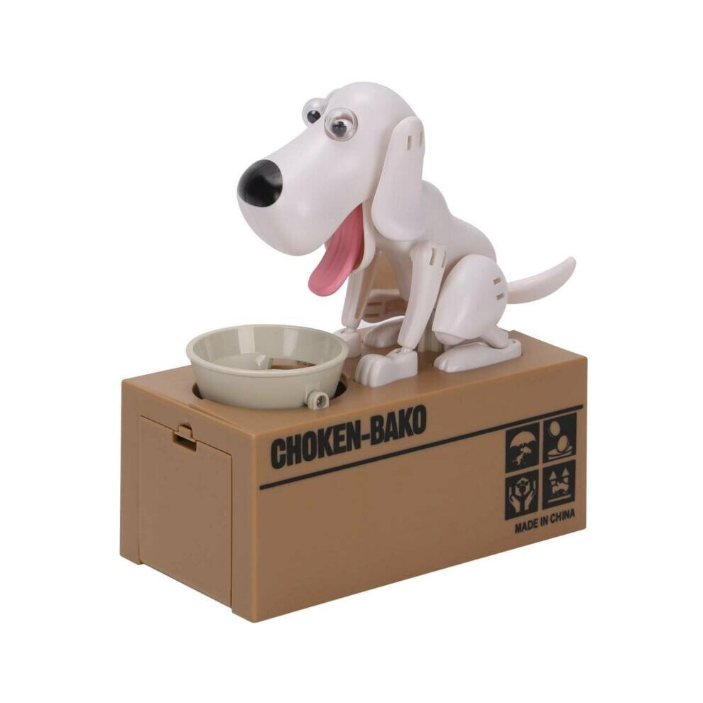 (White) Puppy Bank Coin Money Saving Box Cash Storage Fund White