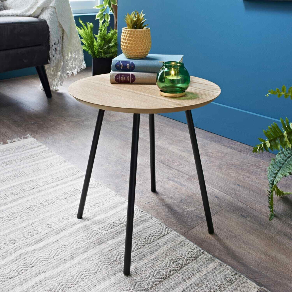 NEW Oak Side Table Metal Leg Wooden Side Table Coffee Table Dining Room