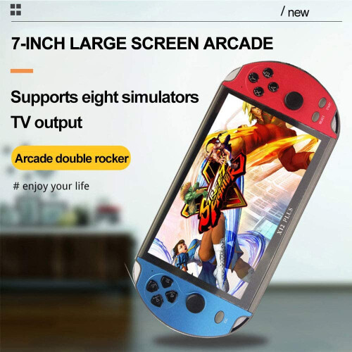 7-Inch Handheld Game Console X12 Plus: 10000 Built-In Games, FC/GB/GBA/MD/NES/SFC/PS, 2500mAh, TF 32GB, AV Output, USB Download 2