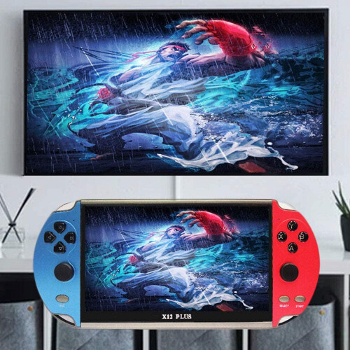 7-Inch Handheld Game Console X12 Plus: 10000 Built-In Games, FC/GB/GBA/MD/NES/SFC/PS, 2500mAh, TF 32GB, AV Output, USB Download 1