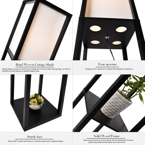 ELECWISH (Black) LED Floor Lamp Modern with Shelves Storage Display 2