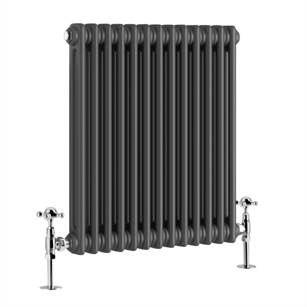 (600 x 605mm Double, Anthracite) PlumbGalaxy Traditional-Style Cast Iron Radiator