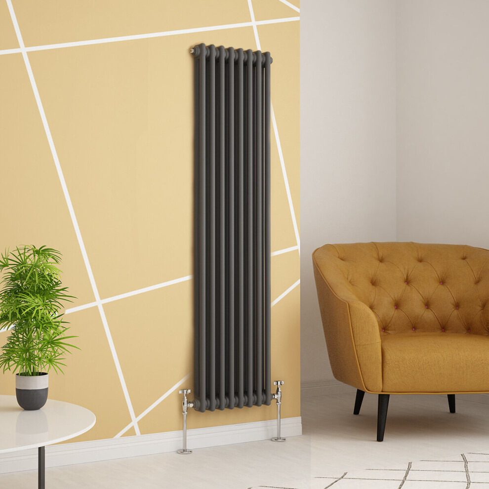 (1500 x 380mm Double, Anthracite) PlumbGalaxy Traditional-Style Cast Iron Radiator