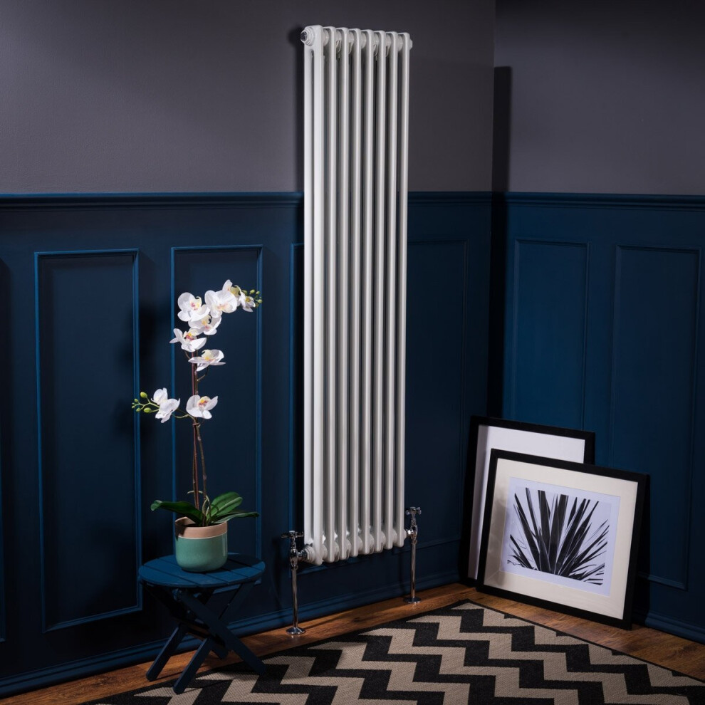 (1500 x 380mm Double, White) PlumbGalaxy Traditional-Style Cast Iron Radiator