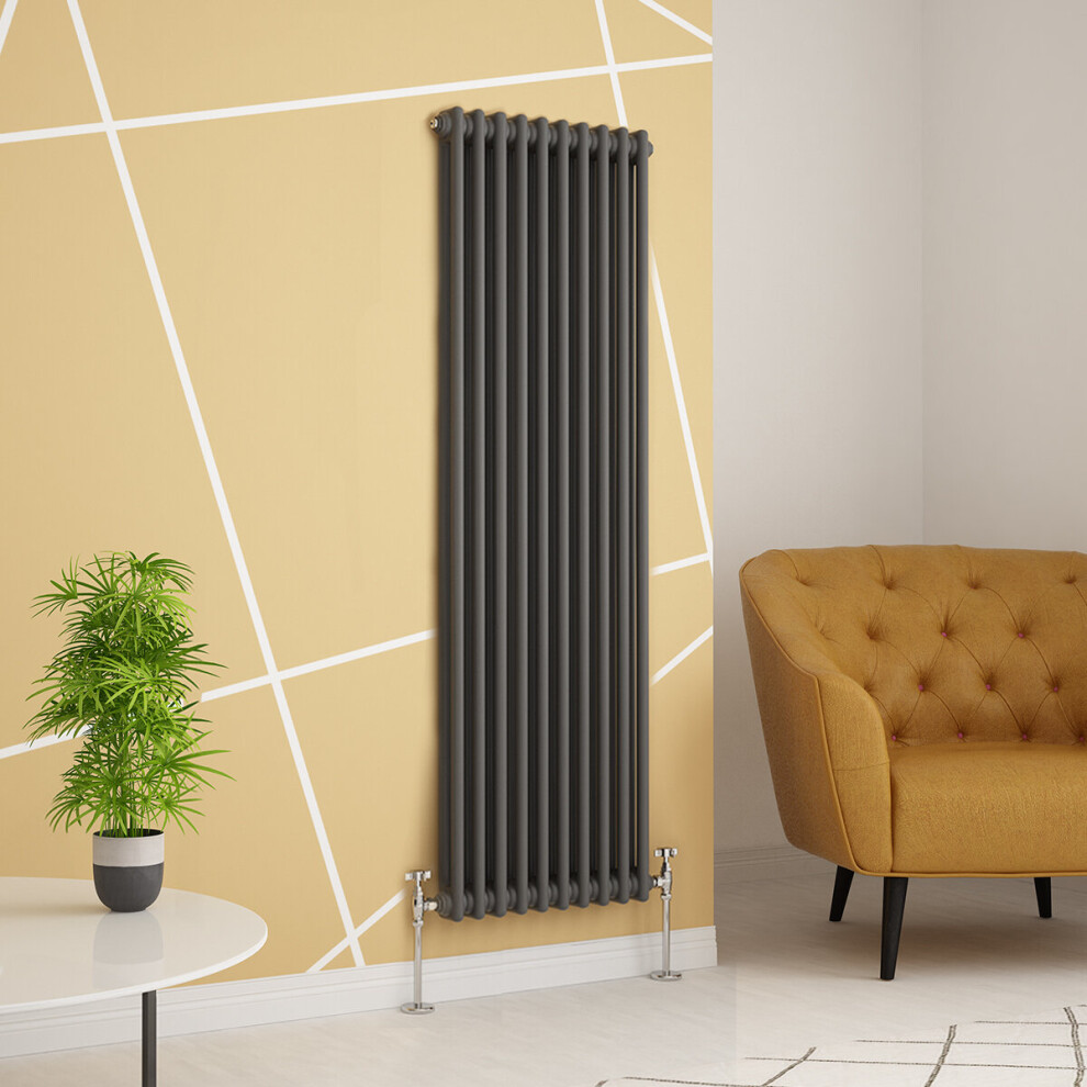 (1500 x 470mm Double, Anthracite) PlumbGalaxy Traditional-Style Cast Iron Radiator