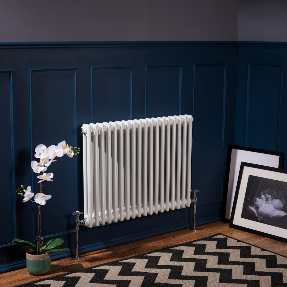 (600 x 830mm Double, White) PlumbGalaxy Traditional-Style Cast Iron Radiator