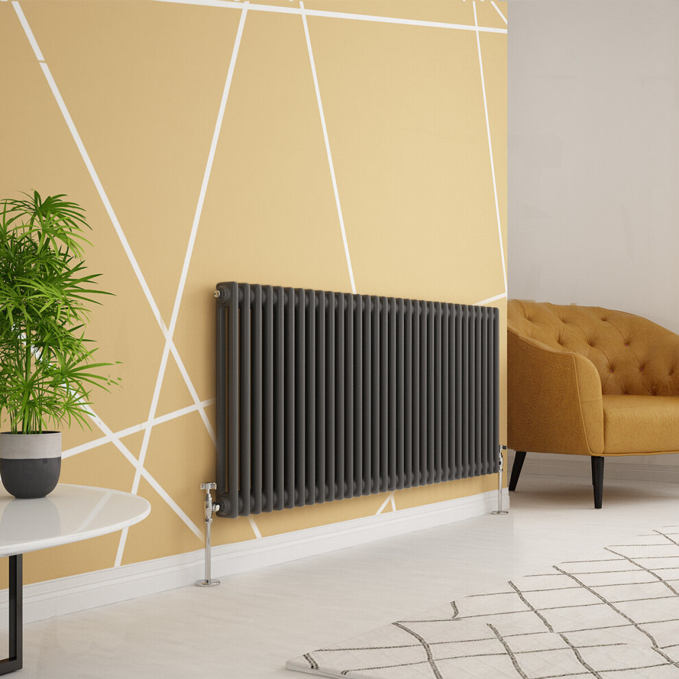 (600 x 1460mm Double, Anthracite) PlumbGalaxy Traditional-Style Cast Iron Radiator