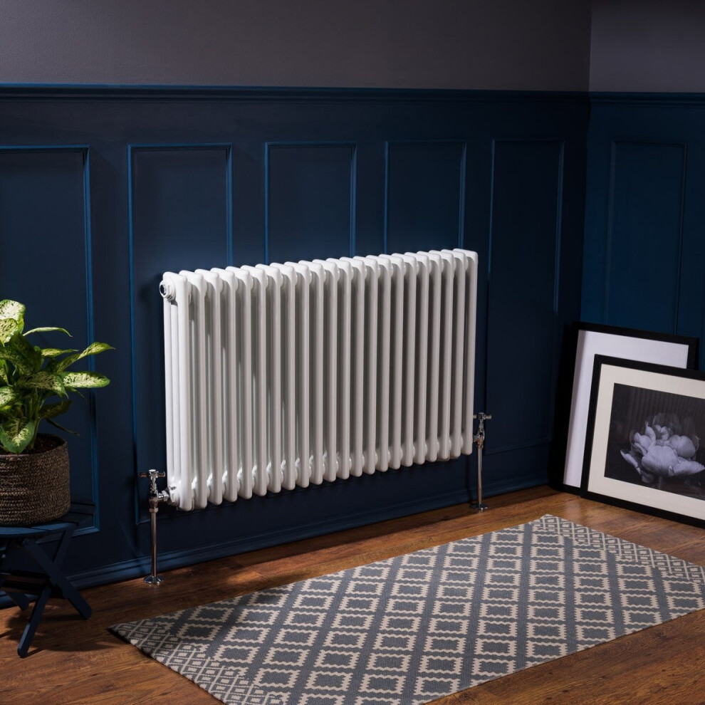 (600 x 1010mm Triple, White) PlumbGalaxy Traditional-Style Cast Iron Radiator