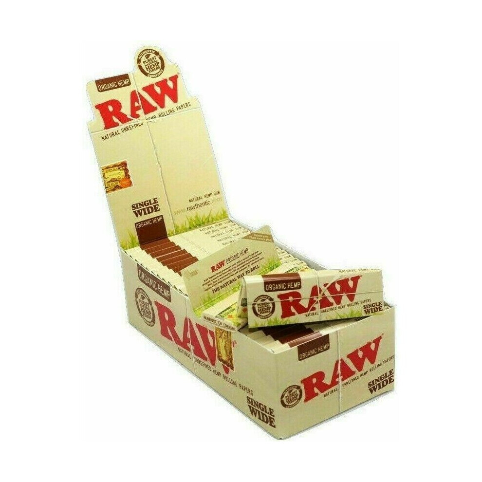 (25 Booklets (Half Box)) Raw Organic Hemp Single Wide Standard Regular Natural Rolling Paper