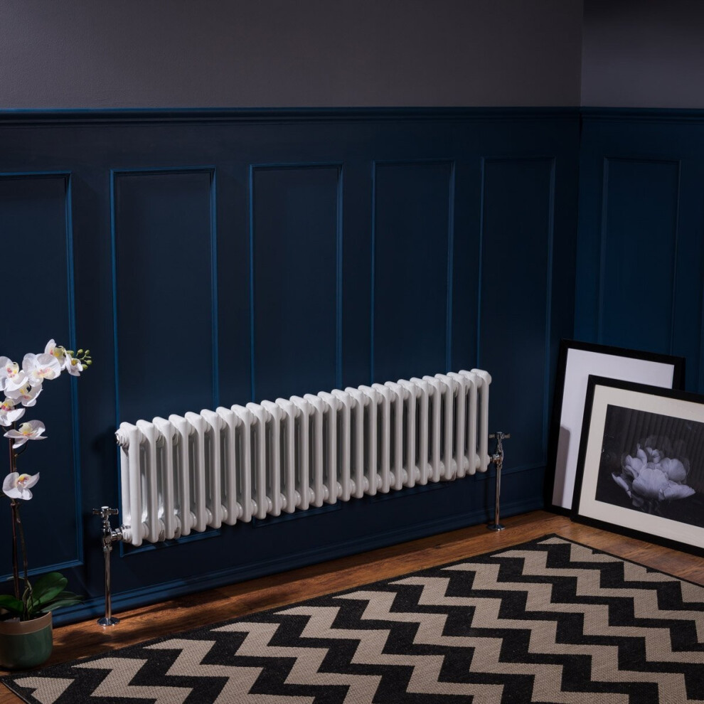 (300 x 1190mm Double, White) PlumbGalaxy Traditional-Style Cast Iron Radiator