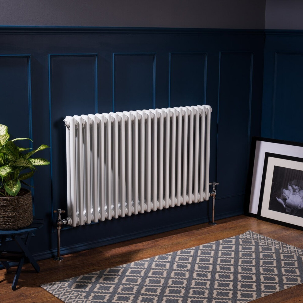 (600 x 1010mm Double, White) PlumbGalaxy Traditional-Style Cast Iron Radiator