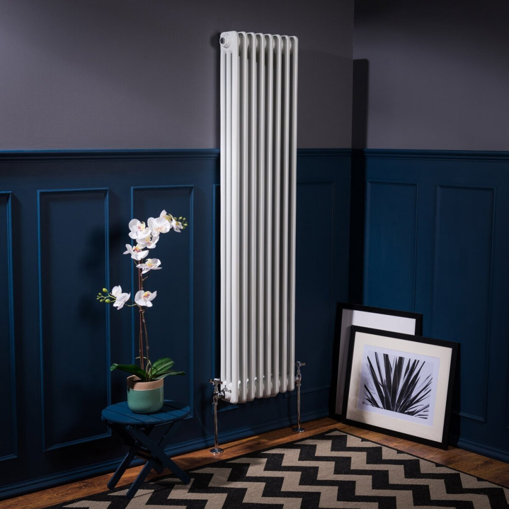 (1500 x 380mm Triple, White) PlumbGalaxy Traditional-Style Cast Iron Radiator