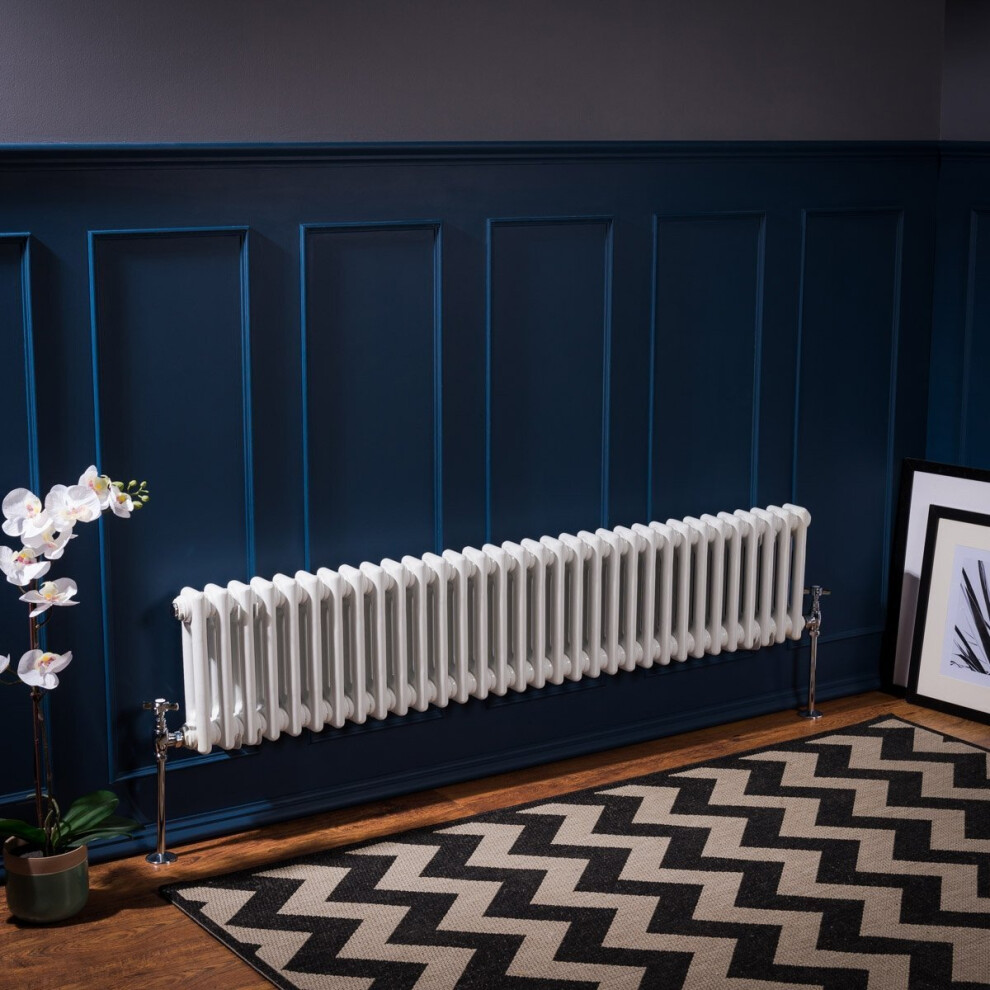 (300 x 1460mm Double, White) PlumbGalaxy Traditional-Style Cast Iron Radiator