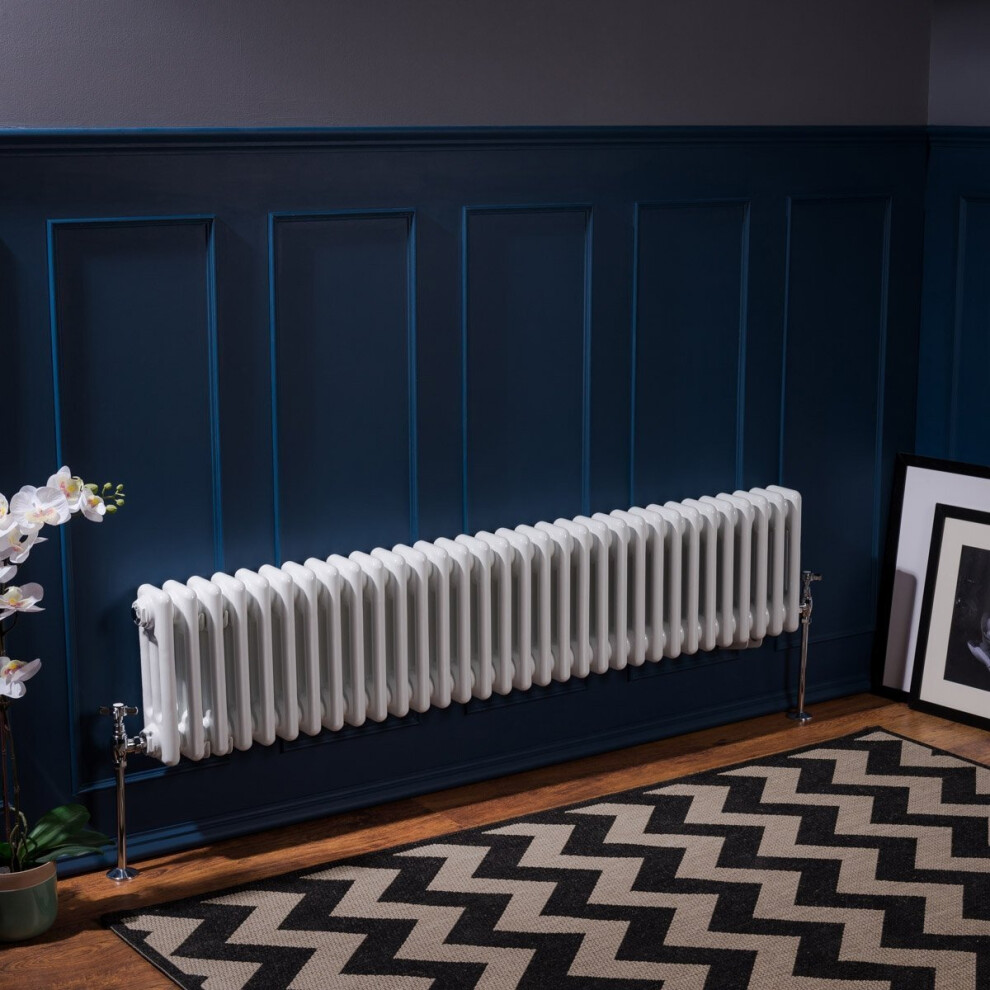 (300 x 1460mm Triple, White) PlumbGalaxy Traditional-Style Cast Iron Radiator