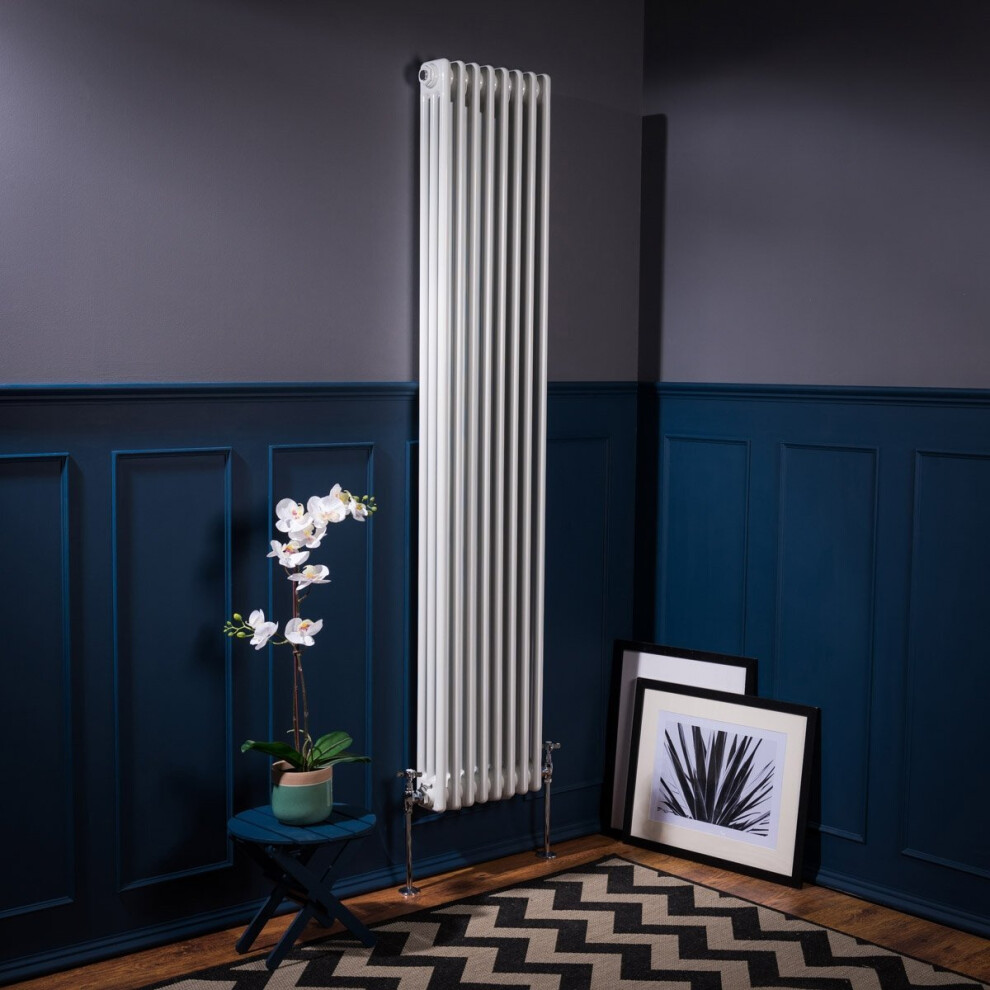 (1800 x 380mm Triple, White) PlumbGalaxy Traditional-Style Cast Iron Radiator