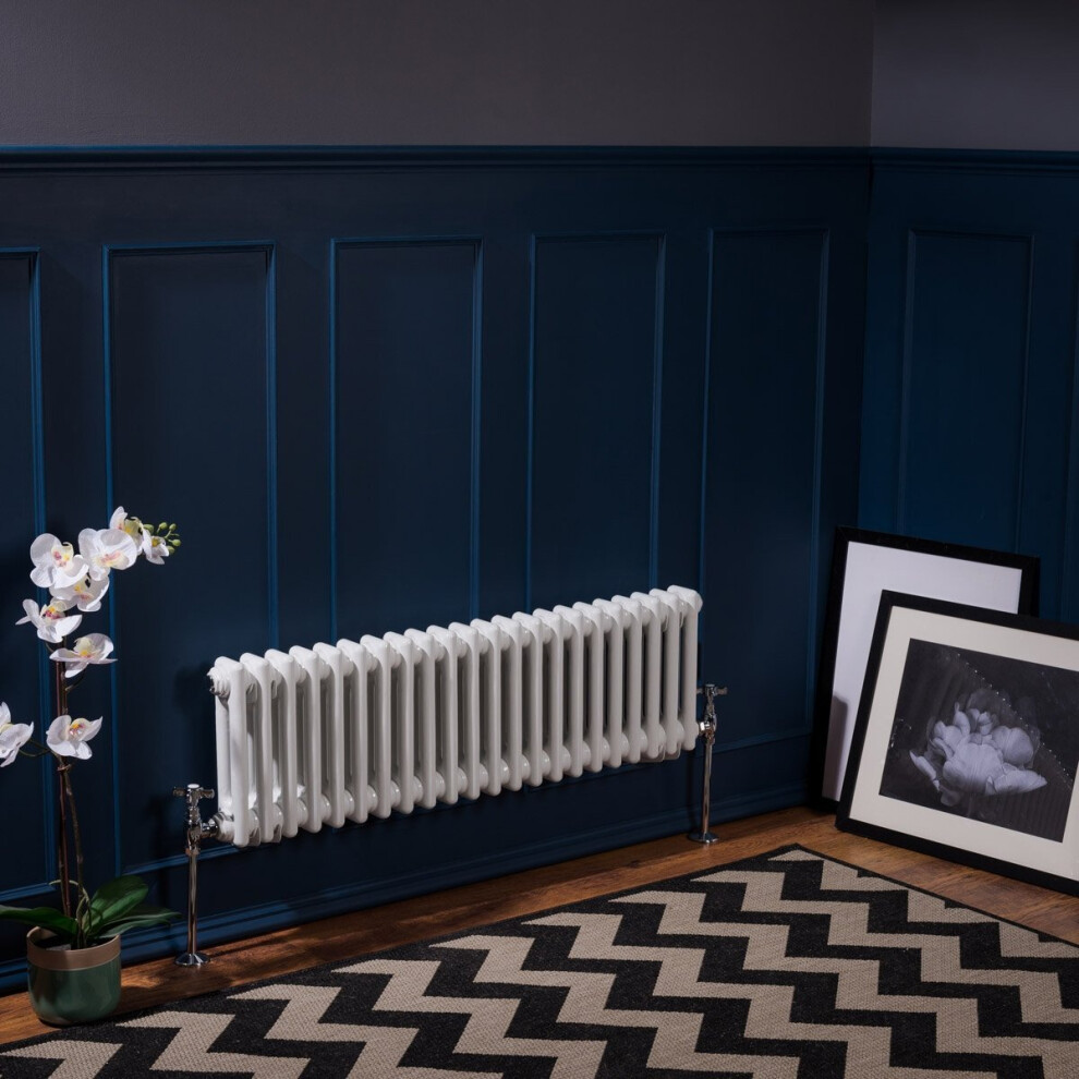 (300 x 1010mm Double, White) PlumbGalaxy Traditional-Style Cast Iron Radiator