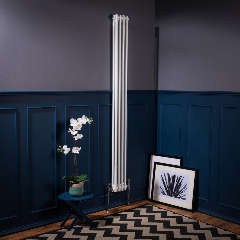 (1800 x 200mm Double, White) PlumbGalaxy Traditional-Style Cast Iron Radiator