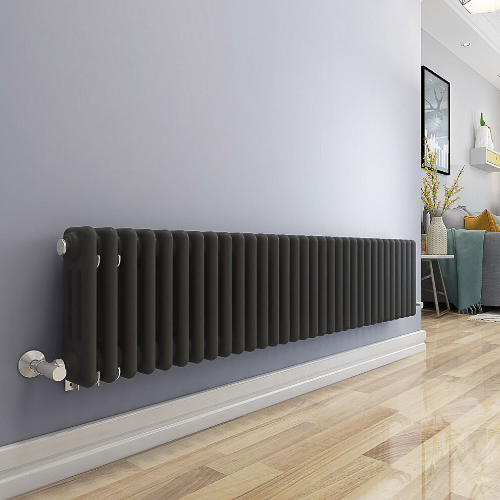 (300 x 1460mm Triple, Anthracite) PlumbGalaxy Traditional-Style Cast Iron Radiator