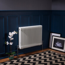 (600 x 830mm Triple, White) PlumbGalaxy Traditional-Style Cast Iron Radiator
