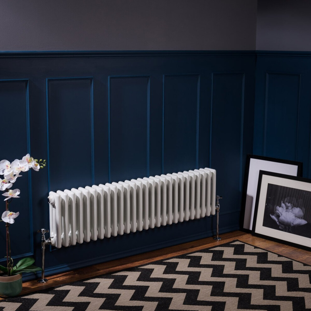 (300 x 1190mm Triple, White) PlumbGalaxy Traditional-Style Cast Iron Radiator