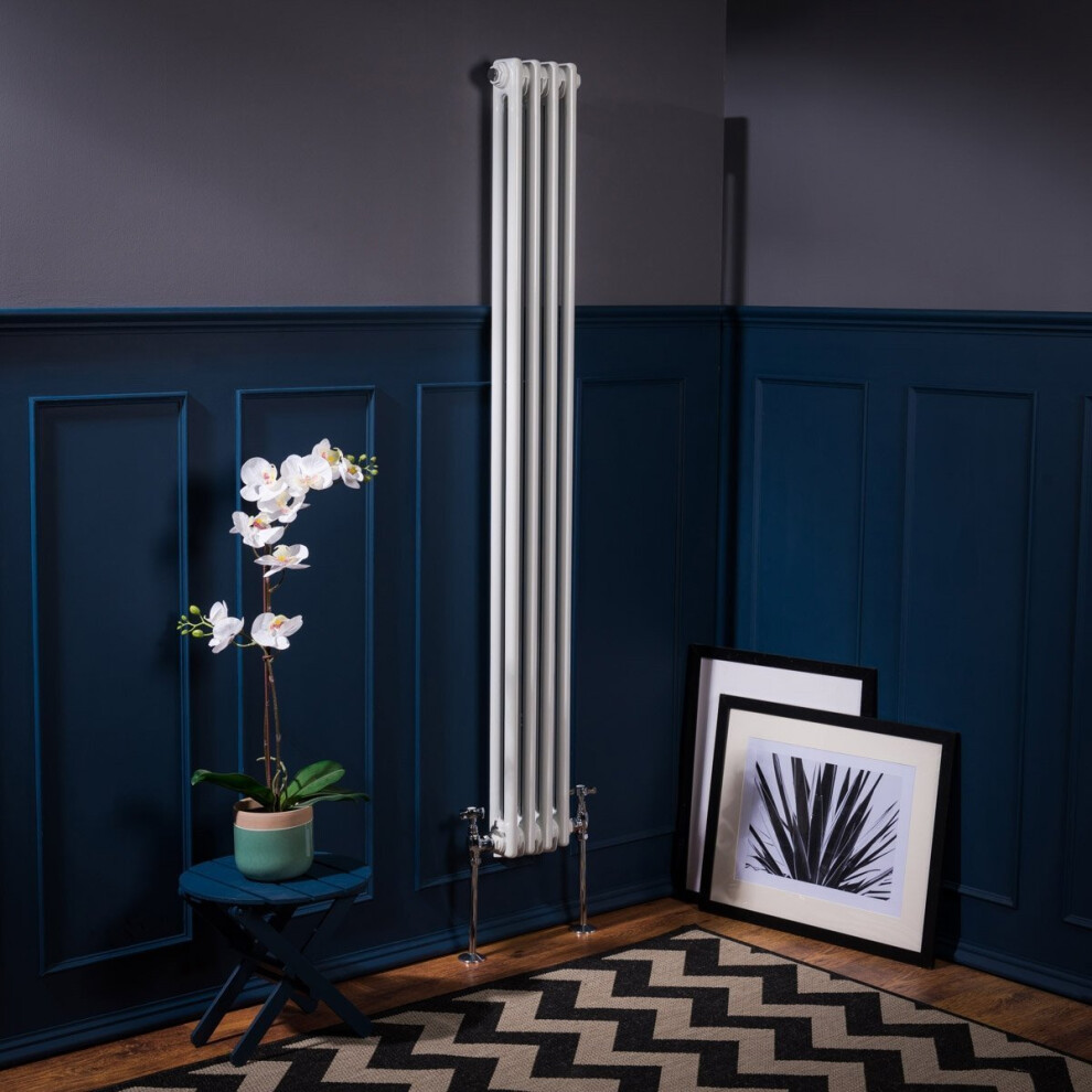 (1500 x 200mm Double, White) PlumbGalaxy Traditional-Style Cast Iron Radiator