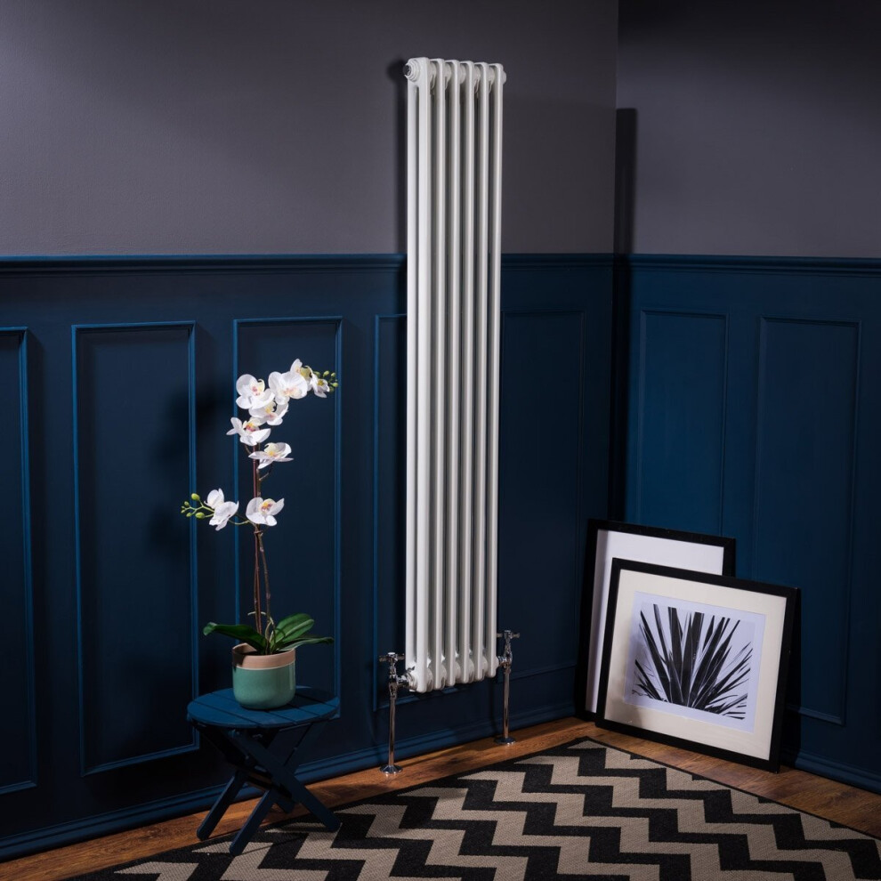 (1500 x 290mm Double, White) PlumbGalaxy Traditional-Style Cast Iron Radiator