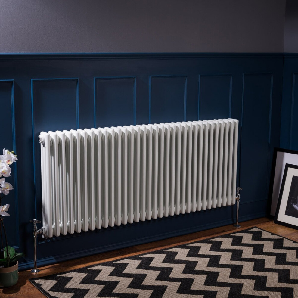 (600 x 1460mm Triple, White) PlumbGalaxy Traditional-Style Cast Iron Radiator