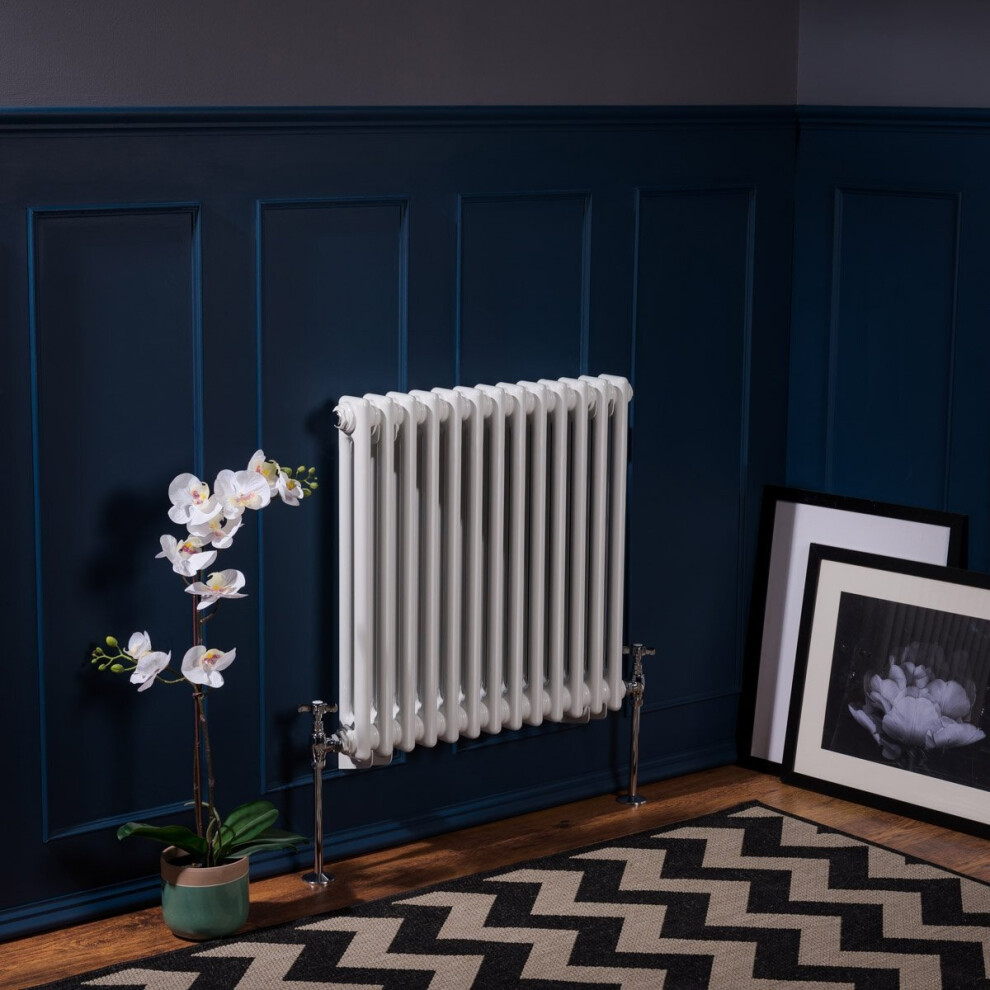 (600 x 605mm Triple, White) PlumbGalaxy Traditional-Style Cast Iron Radiator