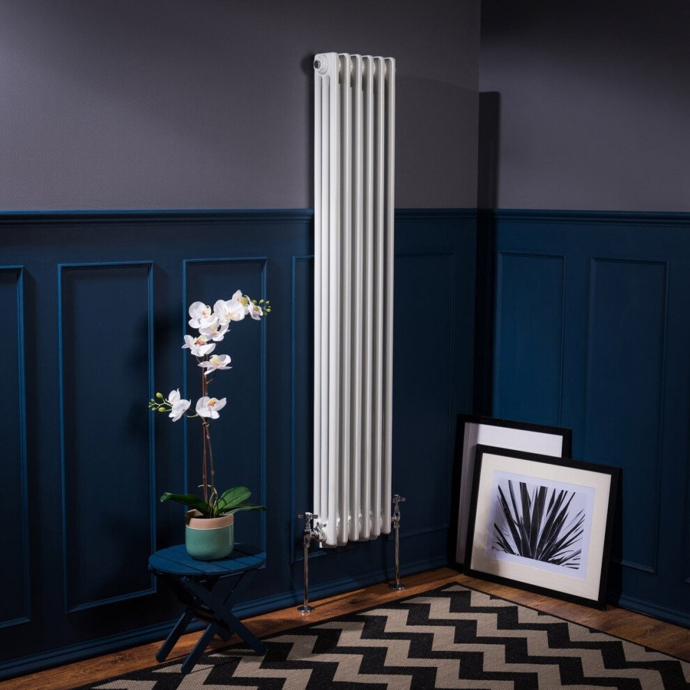 (1500 x 290mm Triple, White) PlumbGalaxy Traditional-Style Cast Iron Radiator