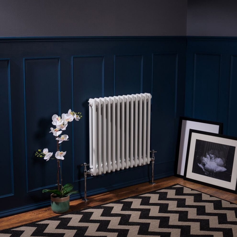 (600 x 605mm Double, White) PlumbGalaxy Traditional-Style Cast Iron Radiator