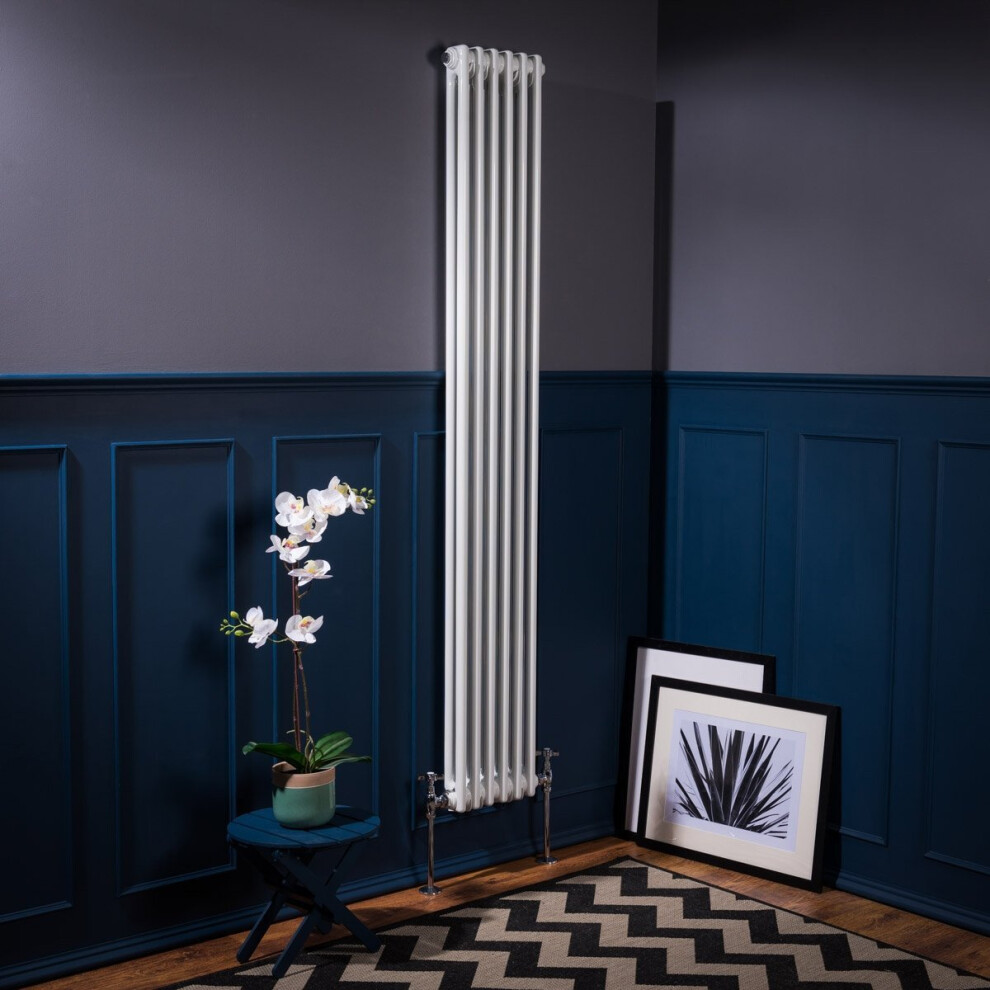 (1800 x 290mm Double, White) PlumbGalaxy Traditional-Style Cast Iron Radiator