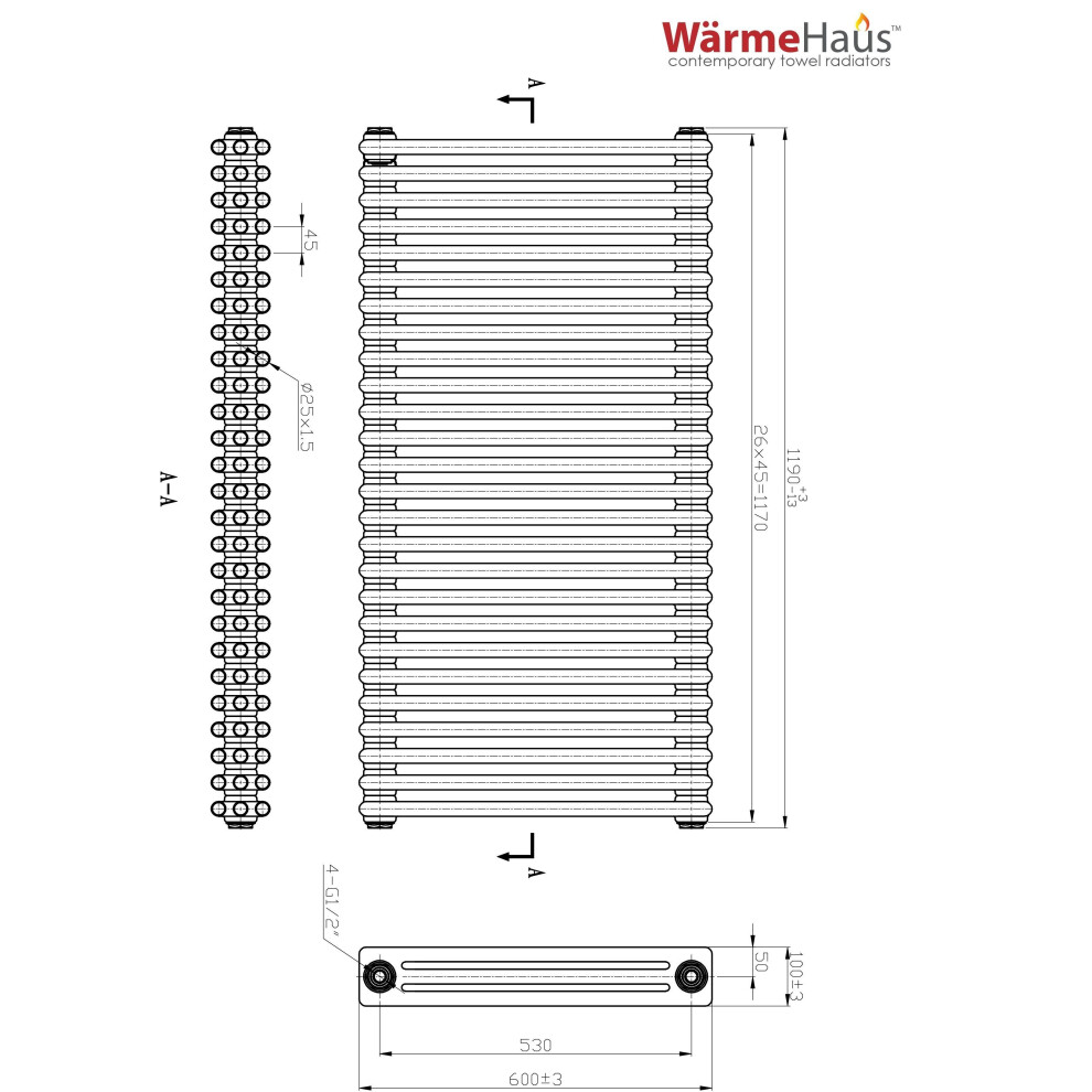 (600 x 1190mm Triple, White) PlumbGalaxy Traditional-Style Cast Iron Radiator