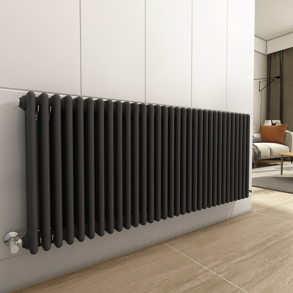 (600 x 1460mm Triple, Anthracite) PlumbGalaxy Traditional-Style Cast Iron Radiator