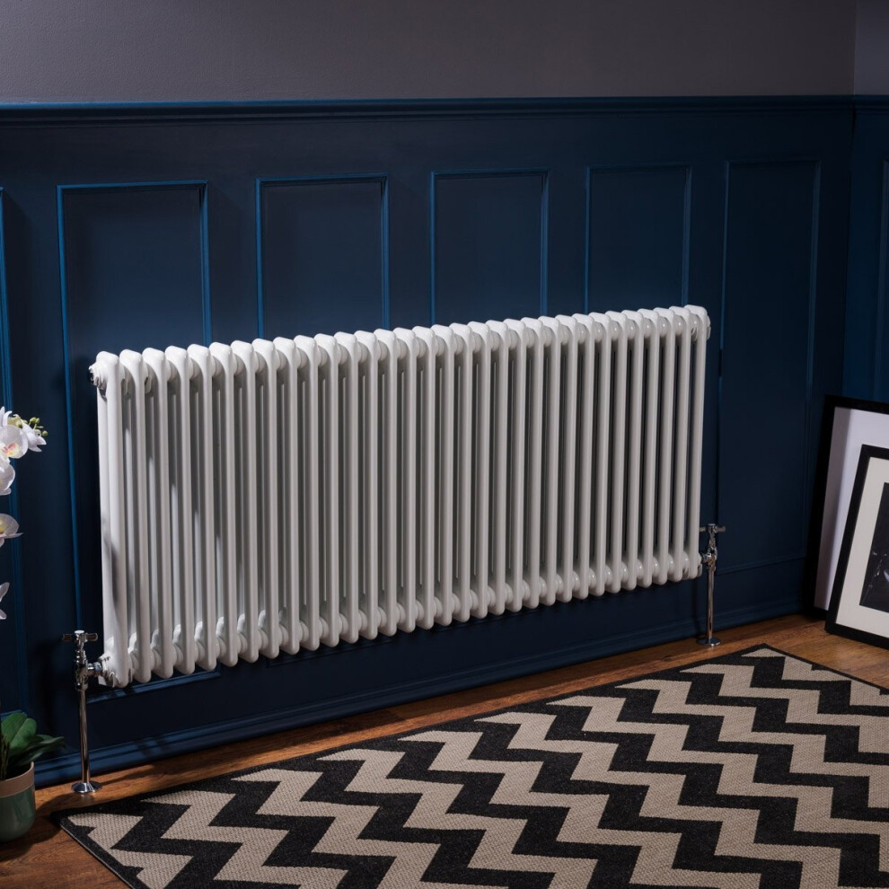 (600 x 1460mm Double, White) PlumbGalaxy Traditional-Style Cast Iron Radiator