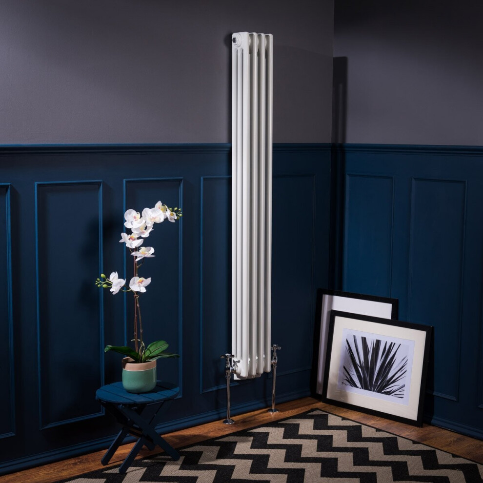 (1500 x 200mm Triple, White) PlumbGalaxy Traditional-Style Cast Iron Radiator