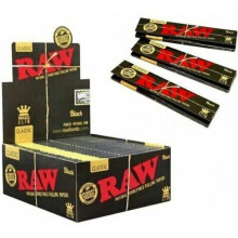 (25 Booklets (Half Box)) RAW Classic Black King Size Slim Paper Ultra Thin Unrefined Smoking Rolling Skin
