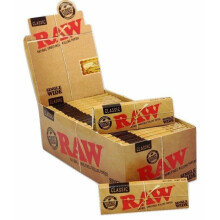 (50 Booklets (Full Box)) RAW CLASSIC SINGLE WIDE 70mm Natural Unrefined Rolling Papers VEGAN
